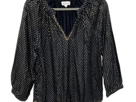 Black & Gold Blouse 3 4 Sleeve Velvet By Graham & Spencer, Size S Online Sale