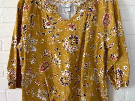 Yellow Top 3 4 Sleeve Christopher And Banks, Size L on Sale