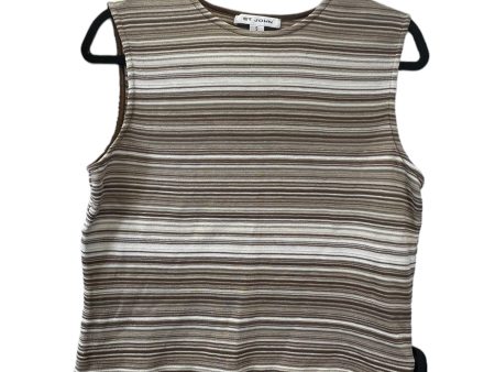 Tan & White Top Sleeveless Designer St. John, Size S Fashion