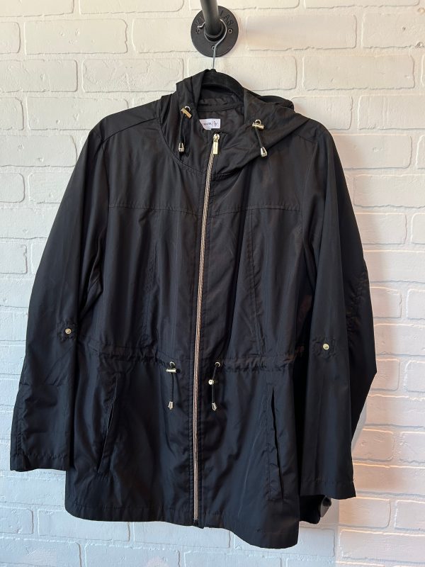 Black Jacket Windbreaker Susan Graver, Size L Hot on Sale