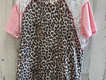 Animal Print Top Short Sleeve Bibi, Size M For Cheap