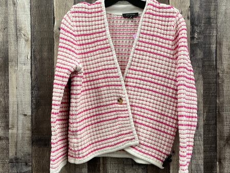 Pink & White Sweater Cardigan Ann Taylor, Size M Hot on Sale