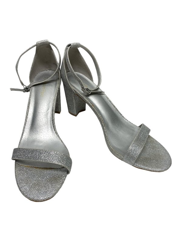 Silver Shoes Heels Block Clothes Mentor, Size 12 Supply