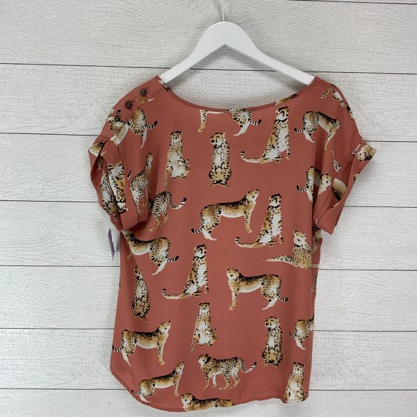 Animal Print Top Short Sleeve Mine, Size L For Discount