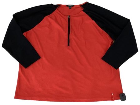 Black & Red Top Long Sleeve Designer Lauren By Ralph Lauren, Size 3x Cheap