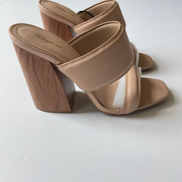 Tan Shoes Heels Block Qupid, Size 8 For Discount