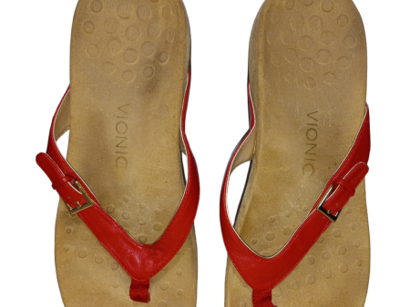 Red Sandals Flip Flops Vionic, Size 11 For Cheap