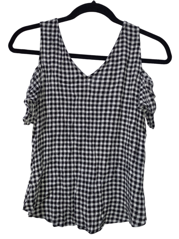 Black & White Blouse Short Sleeve Ana, Size Petite  M Hot on Sale