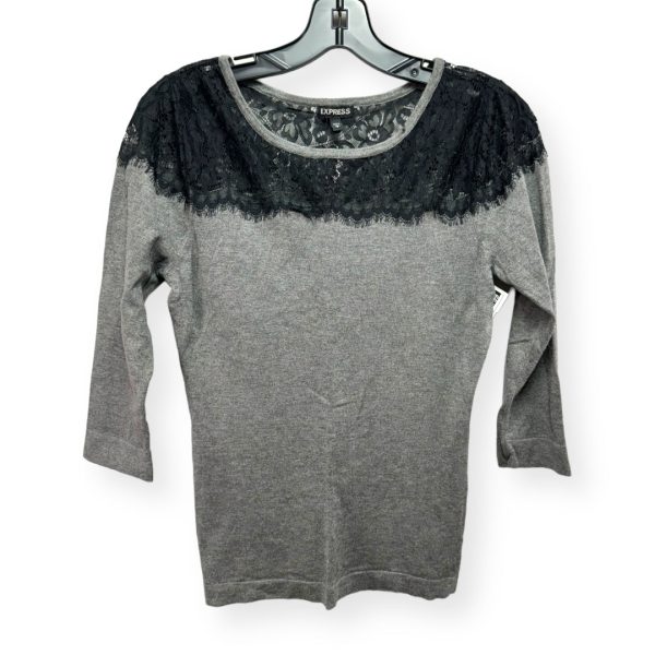 Black & Grey Top 3 4 Sleeve Express, Size S For Cheap