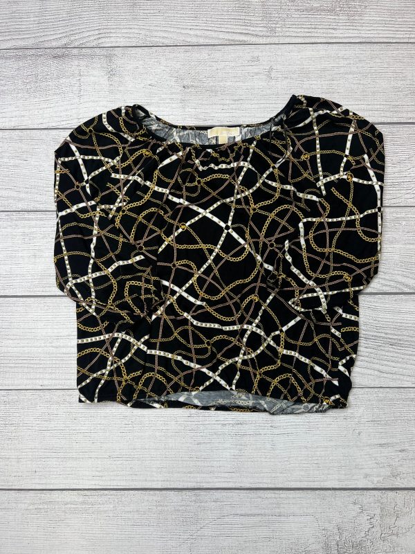 Black Gold Top Long Sleeve Designer Michael Kors, Size L Discount